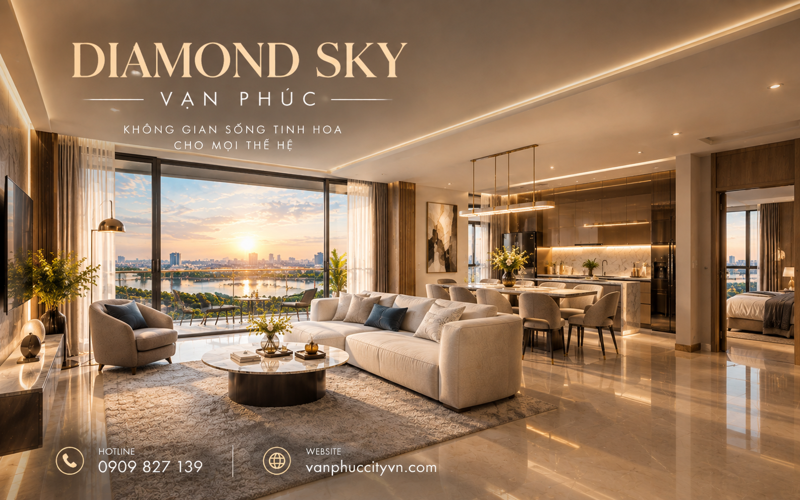 Không gian sống cao cấp với tầm nhìn rộng mở, hài hòa giữa kiến trúc hiện đại và cảnh quan Vạn Phúc City.