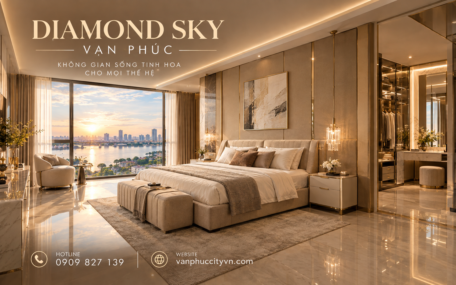 Không gian phòng ngủ Diamond Sky đề cao sự riêng tư, thư giãn và cảm giác thoải mái sau mỗi ngày