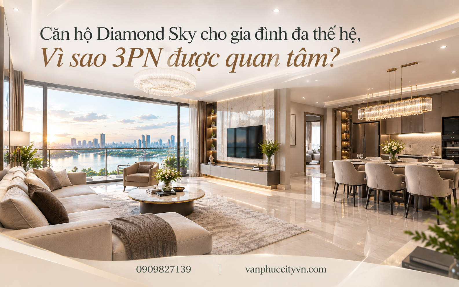 Căn hộ 3PN mở ra nhiều phương án bố trí không gian theo nhu cầu sử dụng lâu dài của gia đình